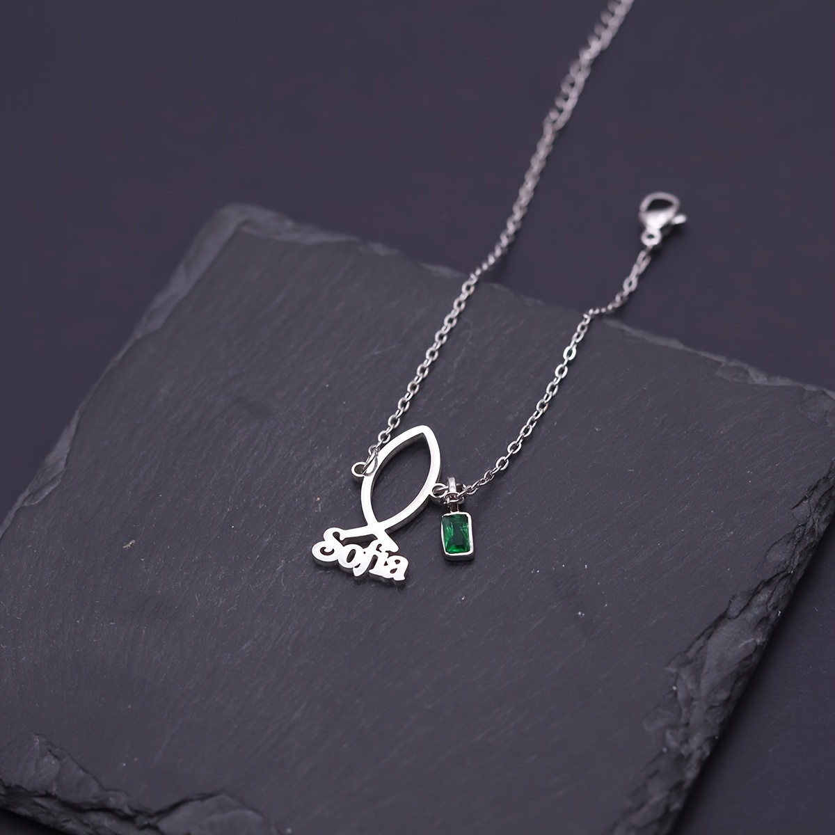 Custom Name Infinity Bracelet for Women, Green Birthstone